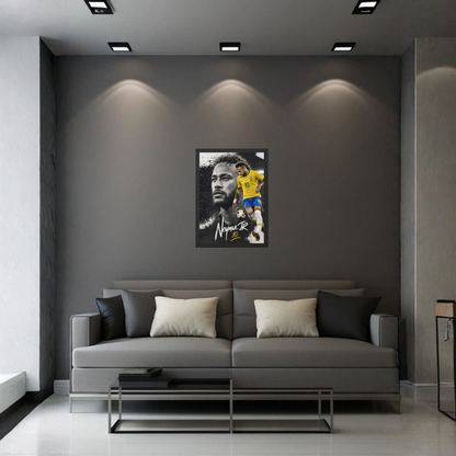 Neymar Jr Signature Collage Frame | Modern Football Wall Art | Premium Neymar Poster