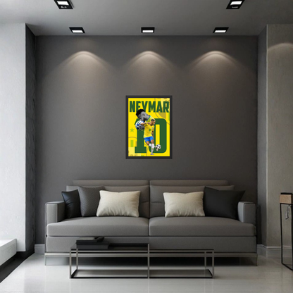 Neymar Brazil No.10 Wall Frame | Vintage Football Poster | Neymar Jr Wall Art