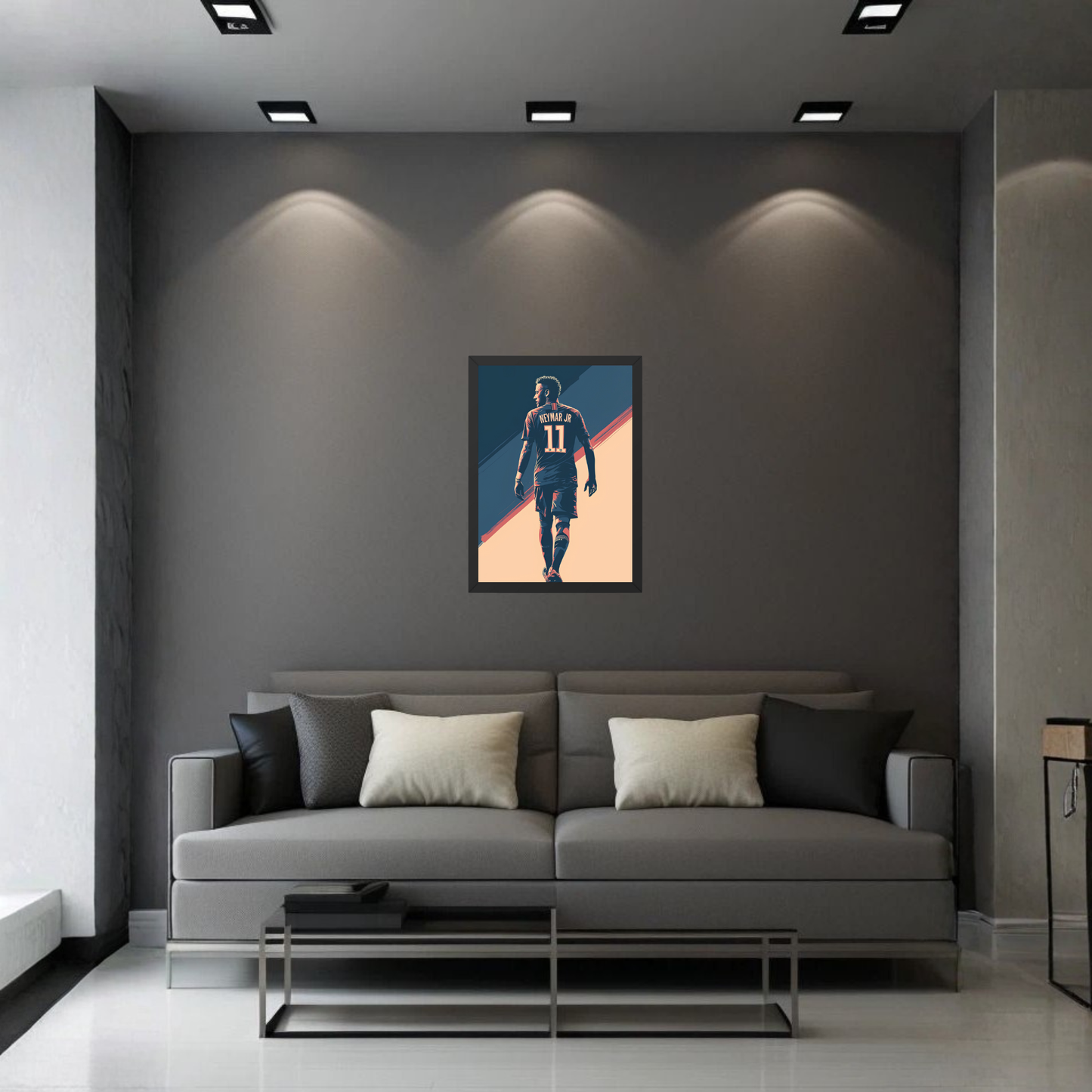 Neymar Jr No.11 Back View Wall Art Frame | Minimal Football Poster Decor