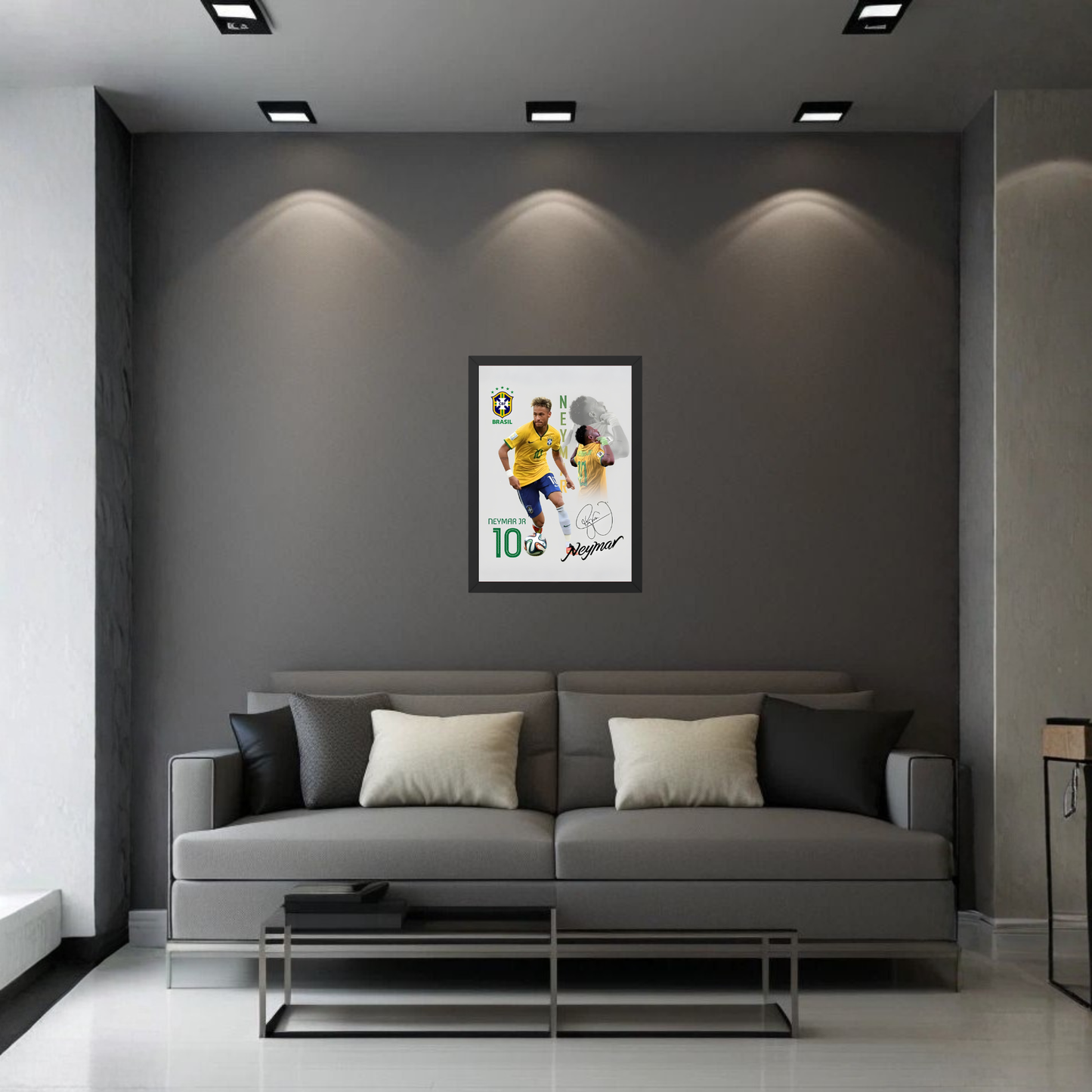 Neymar Brazil No.10 Signature Wall Art | Premium Football Frame Decor