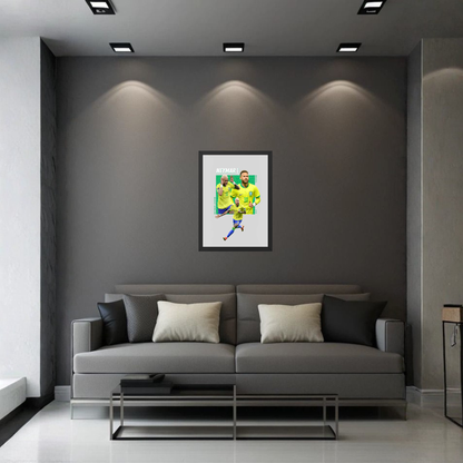 Neymar Jr Brazil Action Wall Frame | Premium Football Art Poster