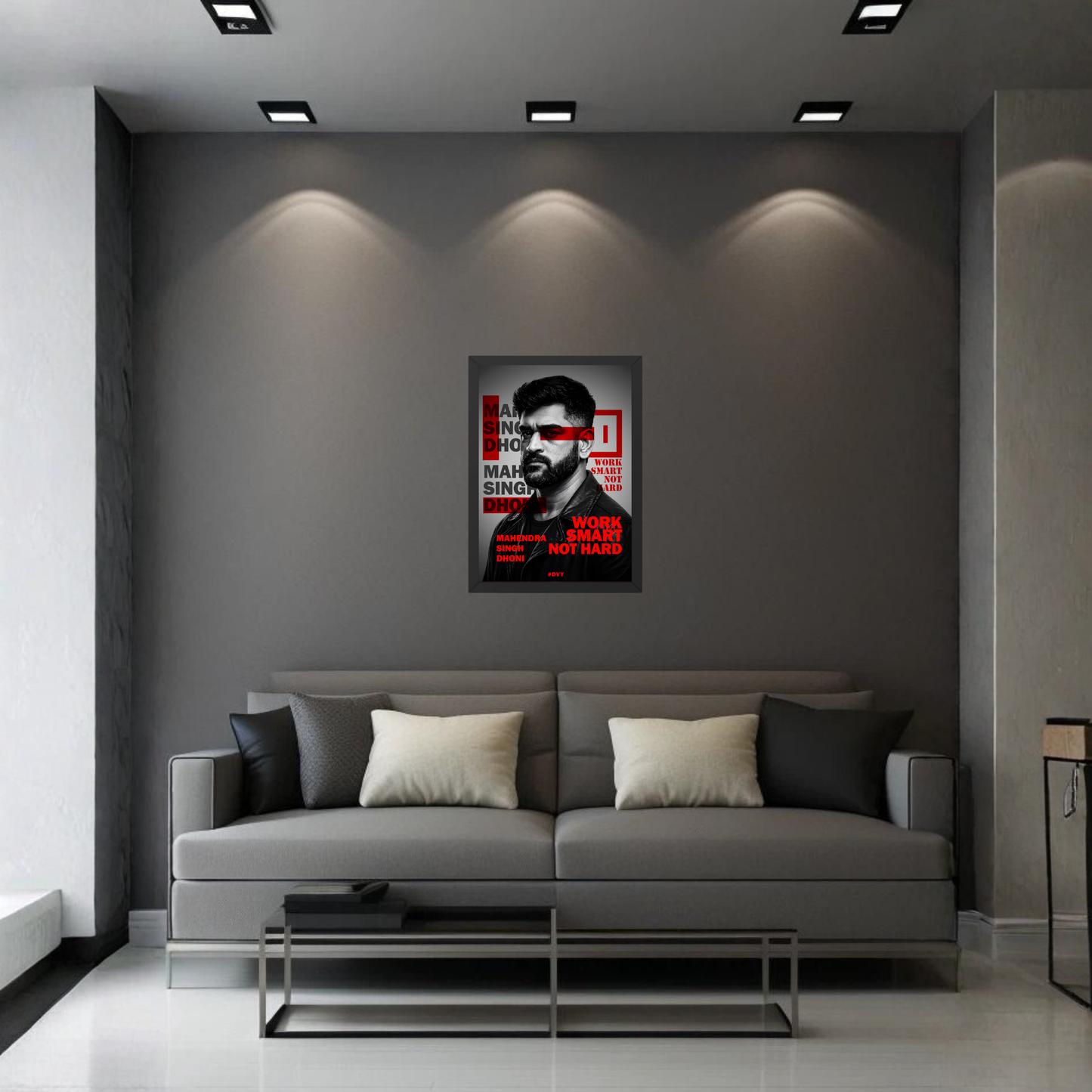 MS Dhoni Work Smart Not Hard Motivational Wall Frame