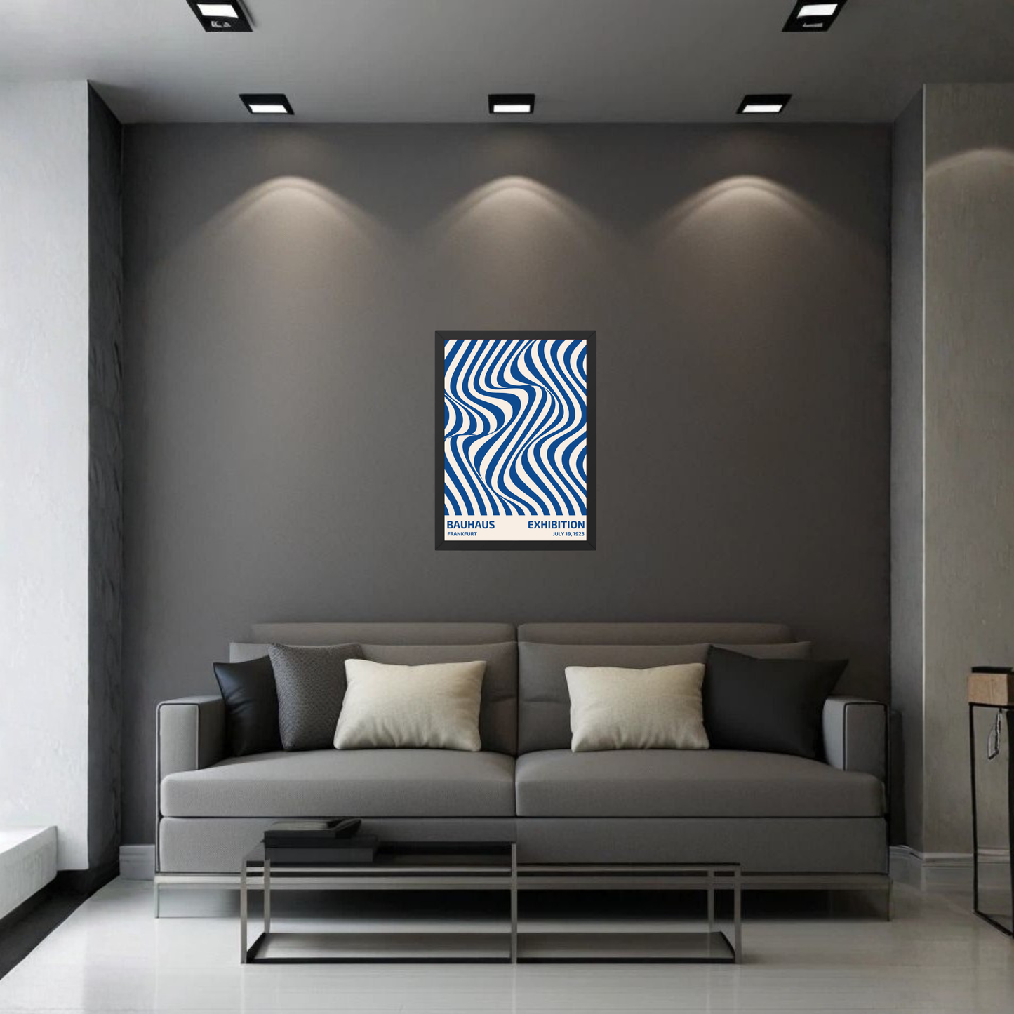 Blue Wave Optical Illusion Bauhaus Poster | Abstract Modern Wall Art