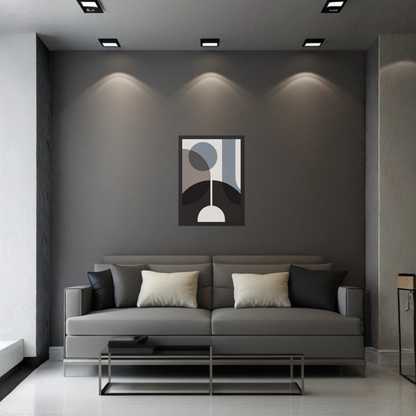 Modern Abstract Geometric Bauhaus Wall Art Print | Black Grey Minimalist Poster