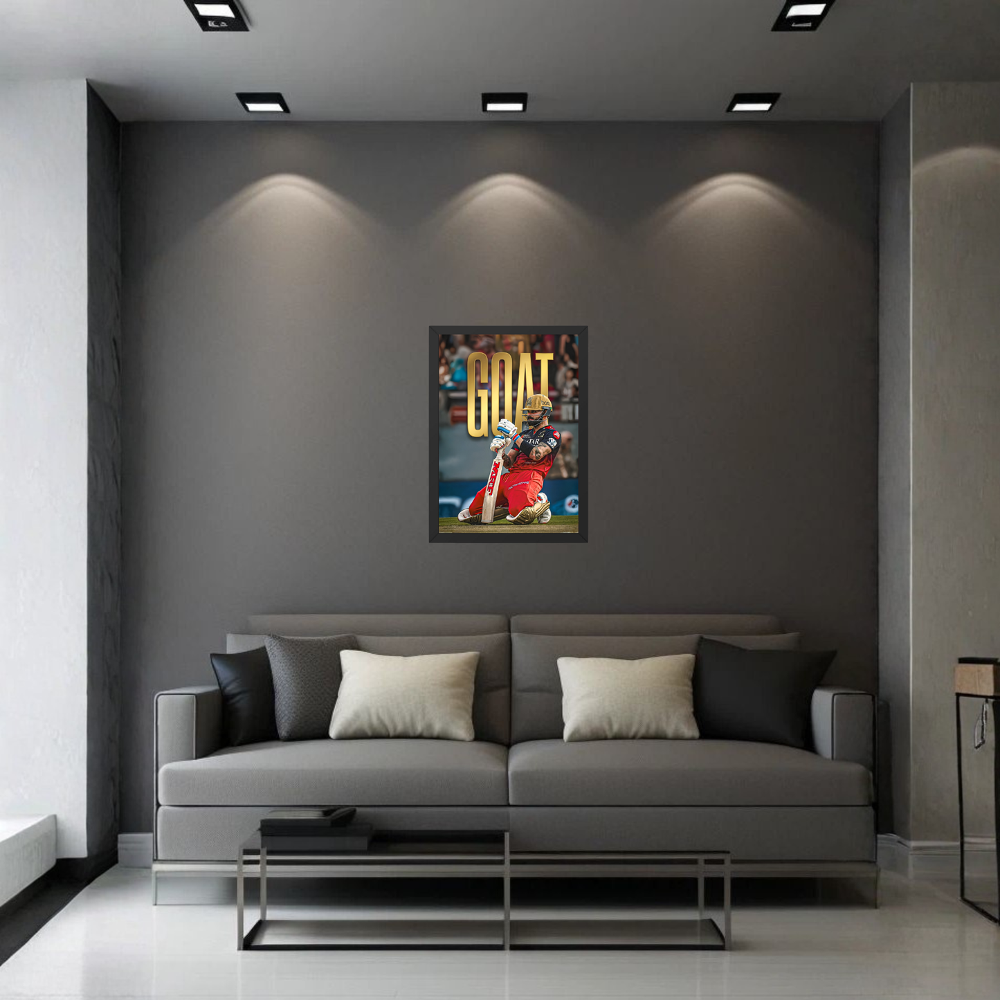 Virat Kohli “GOAT” Cricket Poster Frame | Premium Wall Art for Room Décor