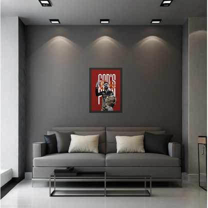 God's Plan – Virat Kohli Champion Edition Wall Frame | Premium Cricket Trophy Poster