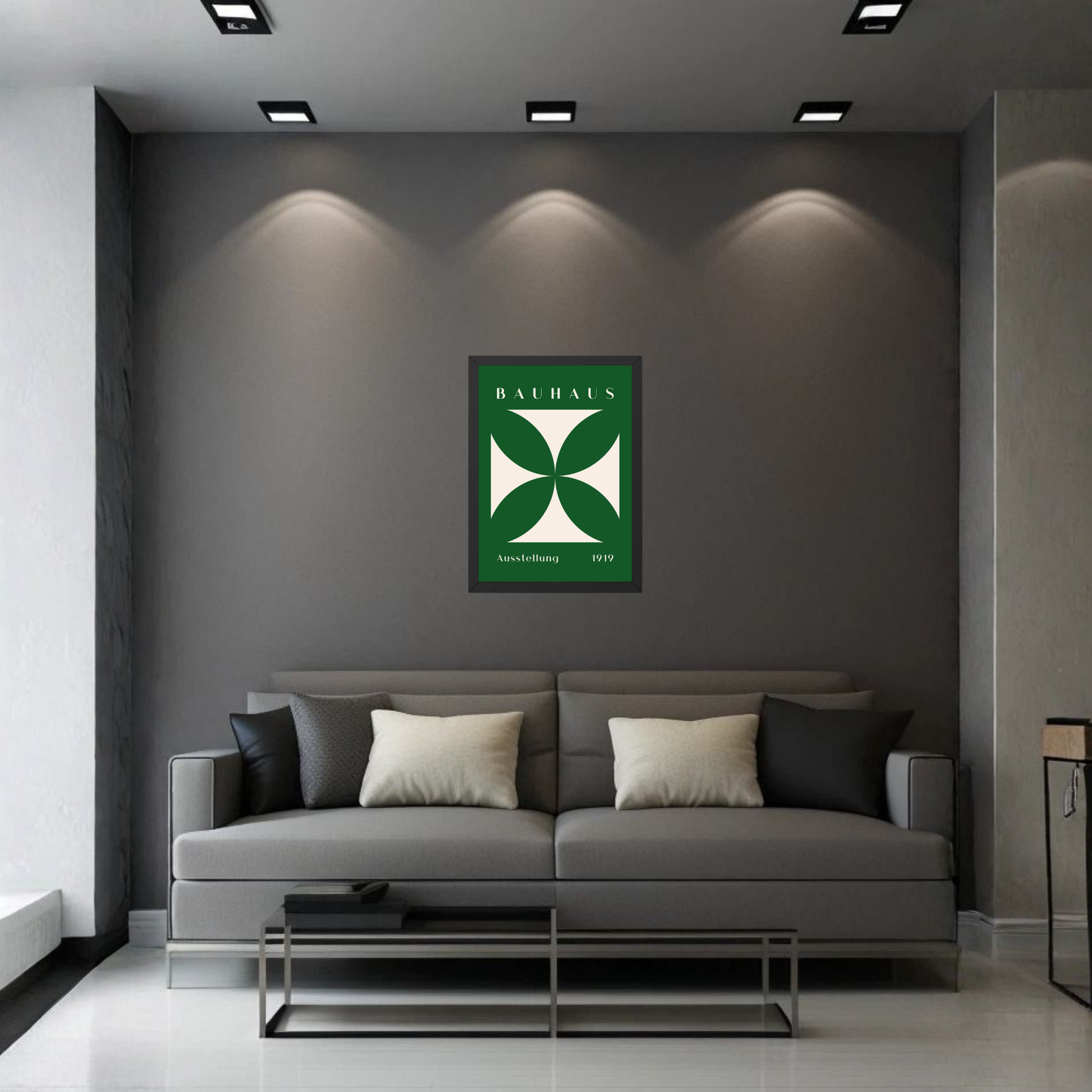 Green Floral Geometric Bauhaus Poster | Modern Botanical Wall Art