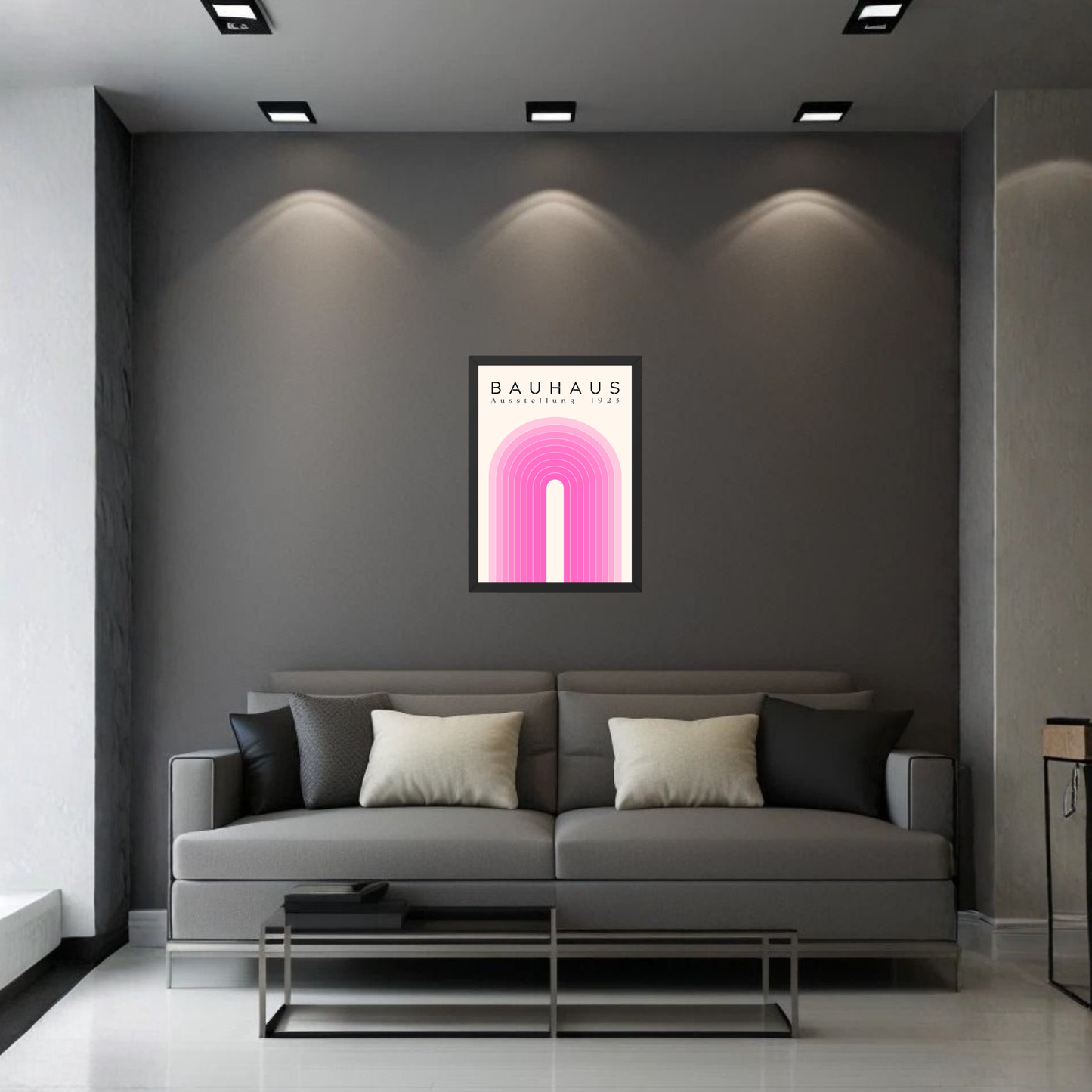 Pink Arch Bauhaus Poster | Modern Geometric Wall Art Print