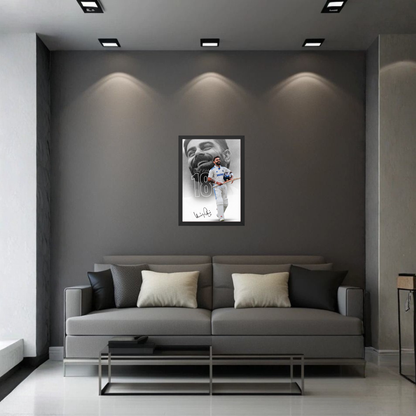 Virat Kohli 18 Minimal Black & White Cricket Poster Frame | Premium Wall Art for Bedroom, Office & Gaming Room