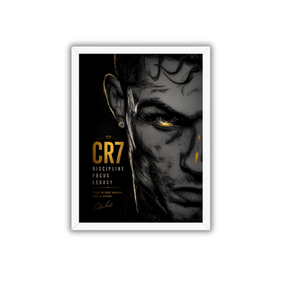 Cristiano Ronaldo Dark Portrait Wall Art Frame | Premium CR7 Football Poster for Room Decor