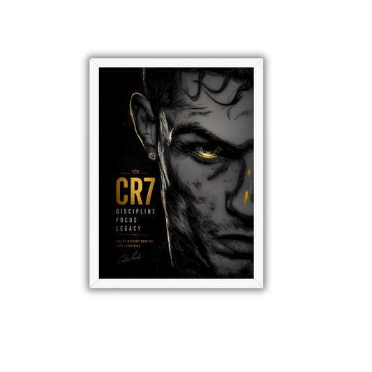 Cristiano Ronaldo Dark Portrait Wall Art Frame | Premium CR7 Football Poster for Room Decor