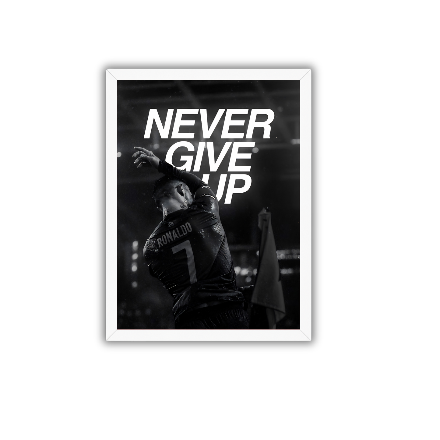 Never Give Up Cristiano Ronaldo Wall Art Frame | Motivational CR7 Football Poster