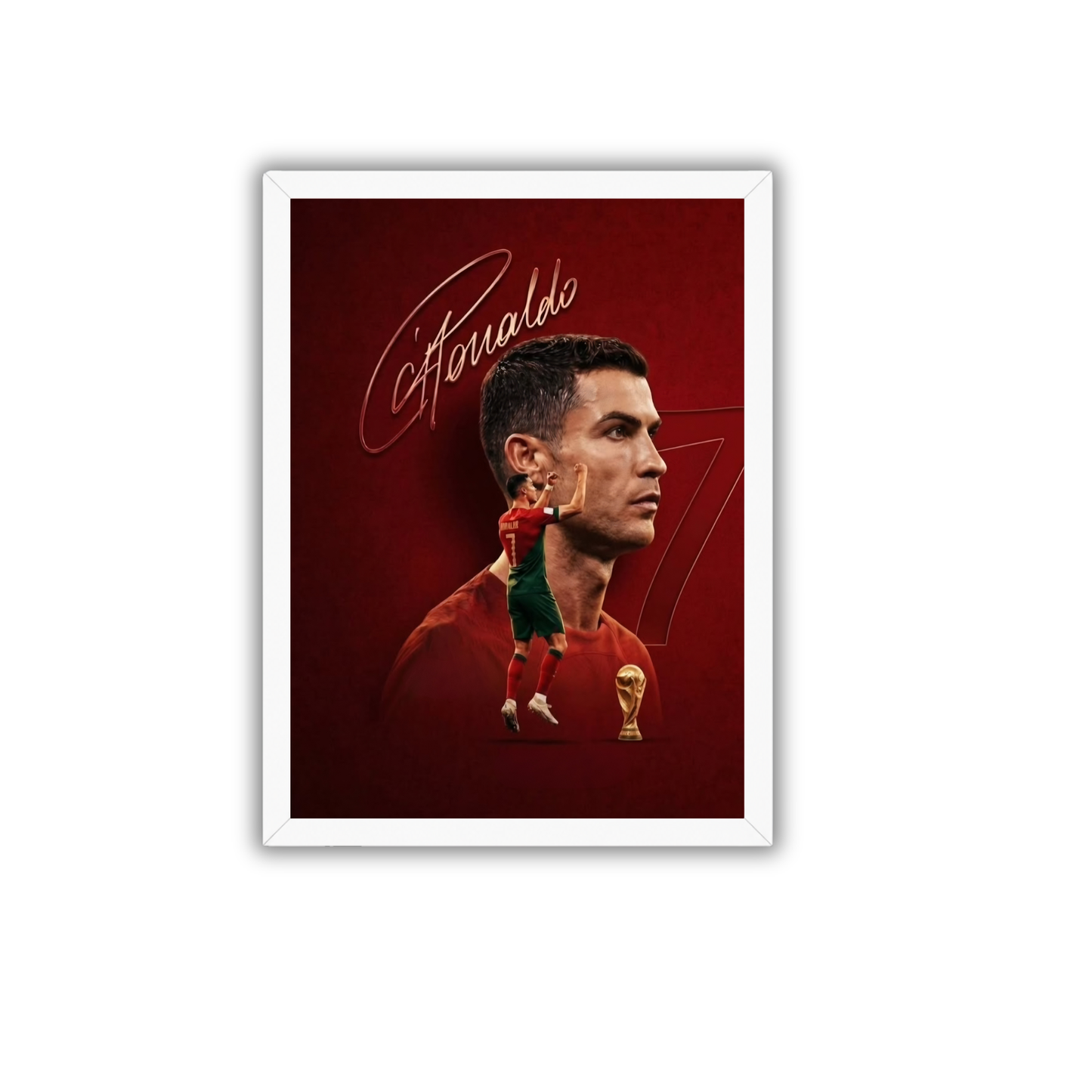 Cristiano Ronaldo Signature Red Wall Art | Premium CR7 Football Frame
