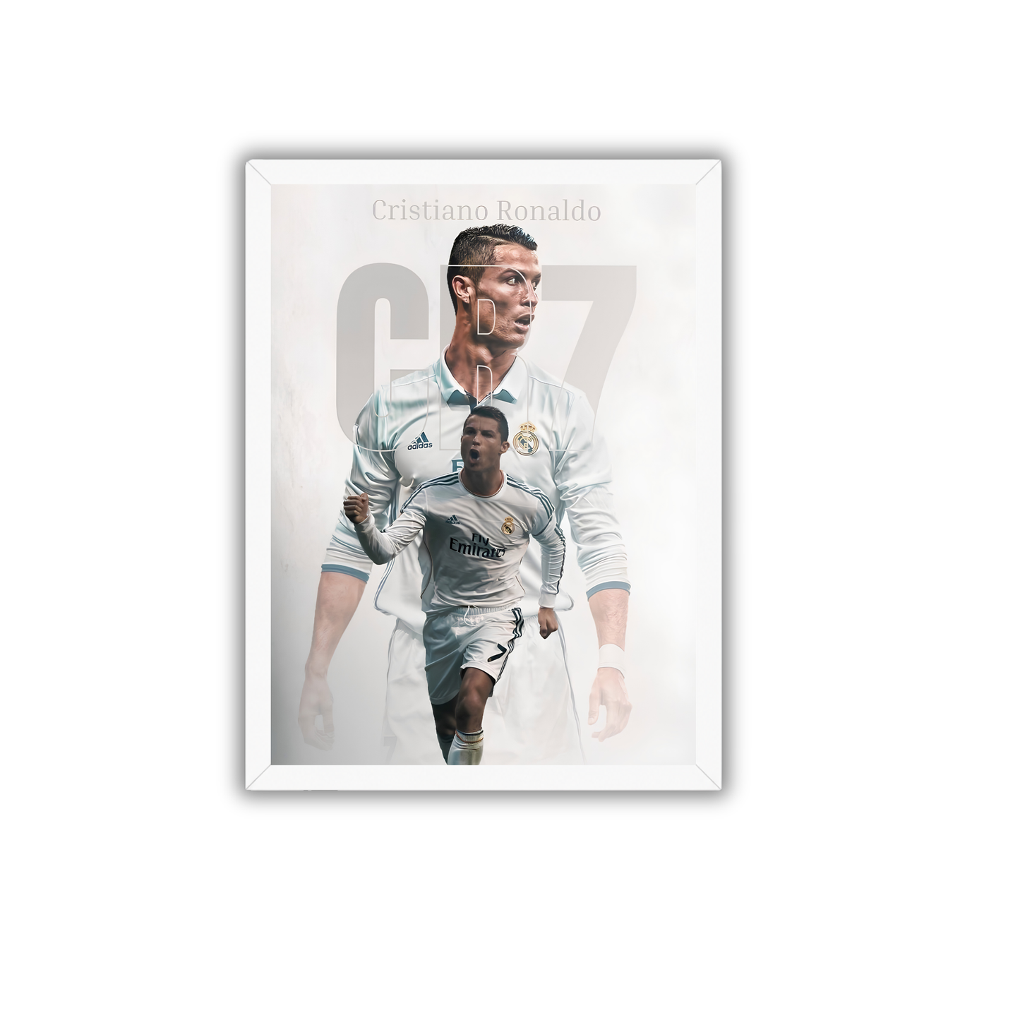 Cristiano Ronaldo 07 White Edition Wall Art Frame | CR7 Football Room Decor