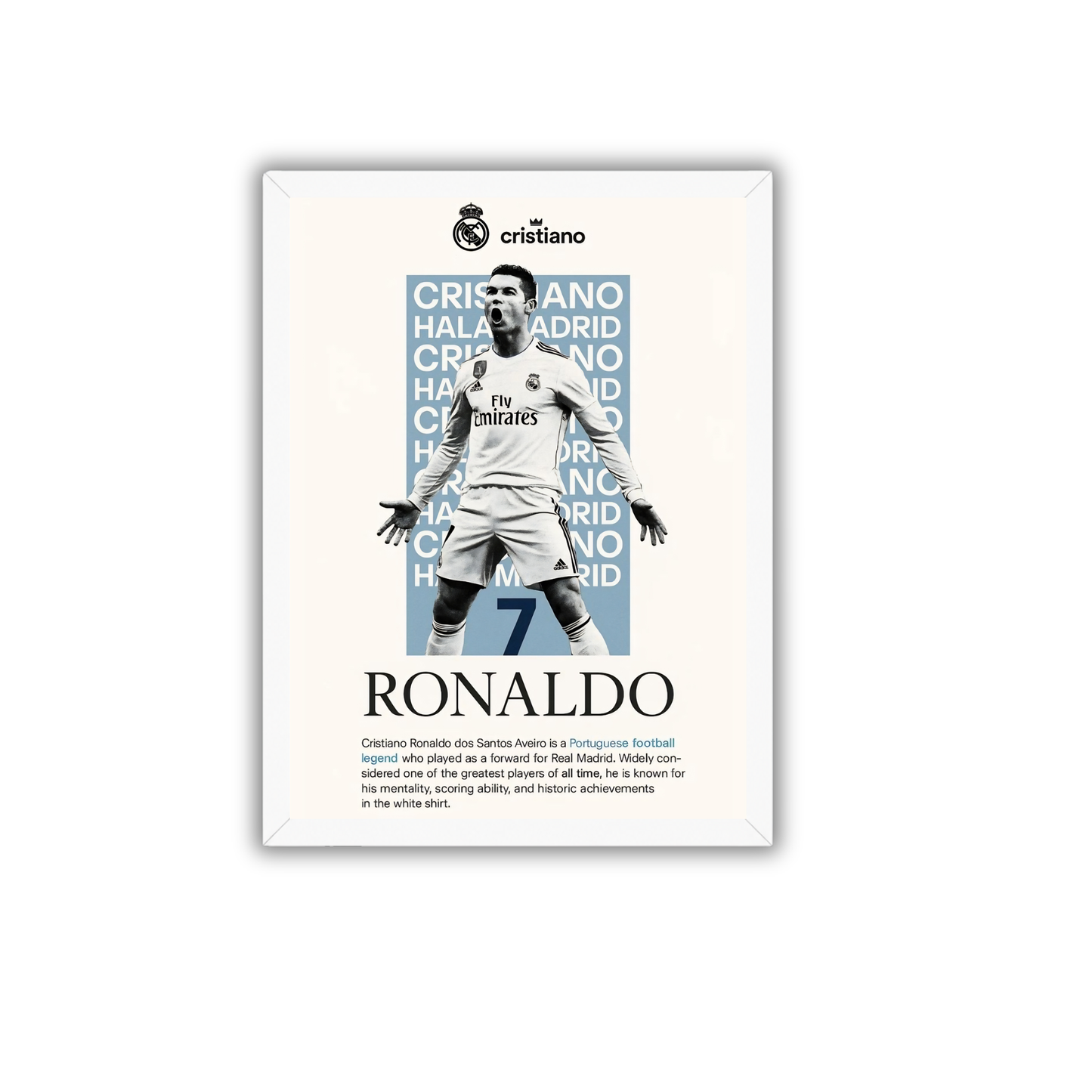 Cristiano Ronaldo Newspaper Style Wall Art | Vintage CR7 Football Frame