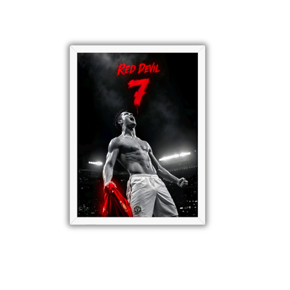 Red Devil 7 Cristiano Ronaldo Wall Art Frame | Premium Football Poster for Fans