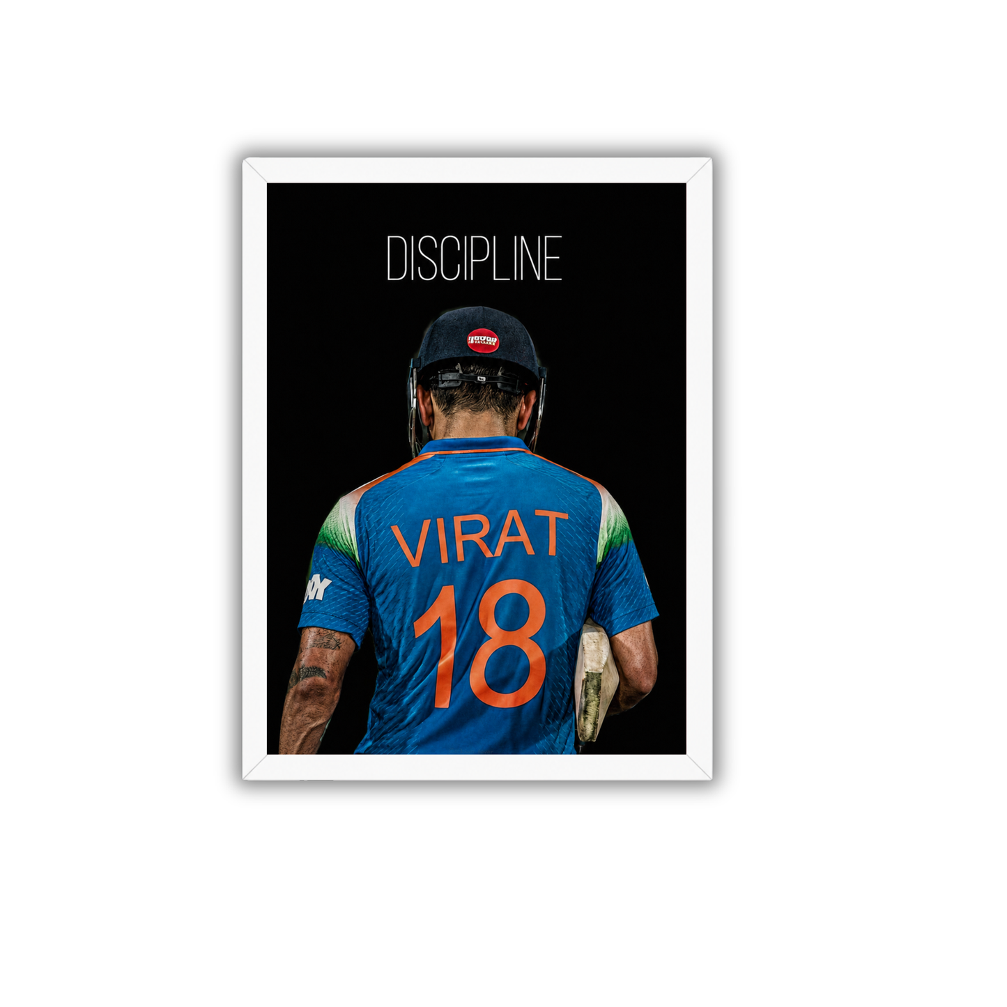 Discipline Virat Kohli Poster Frame | Motivational Cricket Wall Art | Premium HD Sports Room Decor