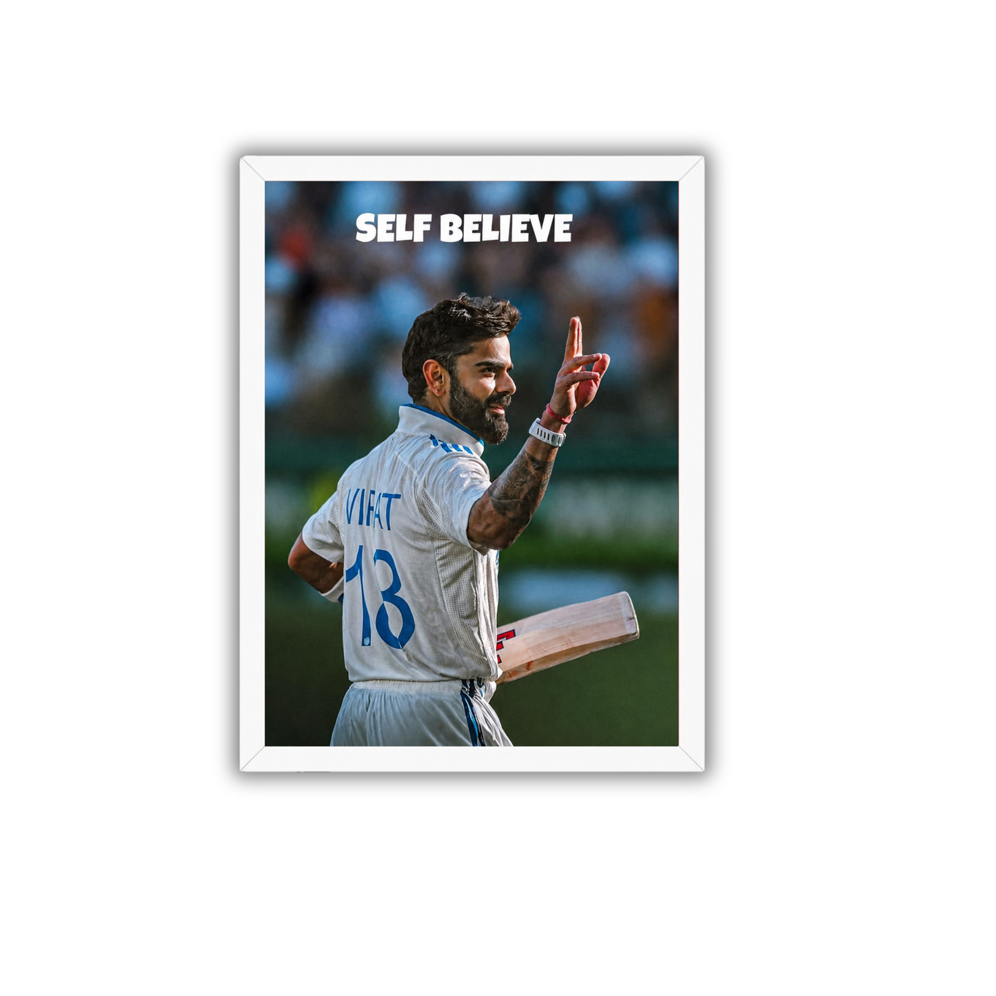 Virat Kohli Self Believe Poster Frame | Motivational Cricket Wall Art for Bedroom & Office