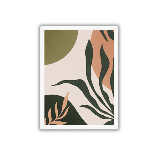 Boho Abstract Leaf Wall Art Frame | Modern Botanical Home Decor