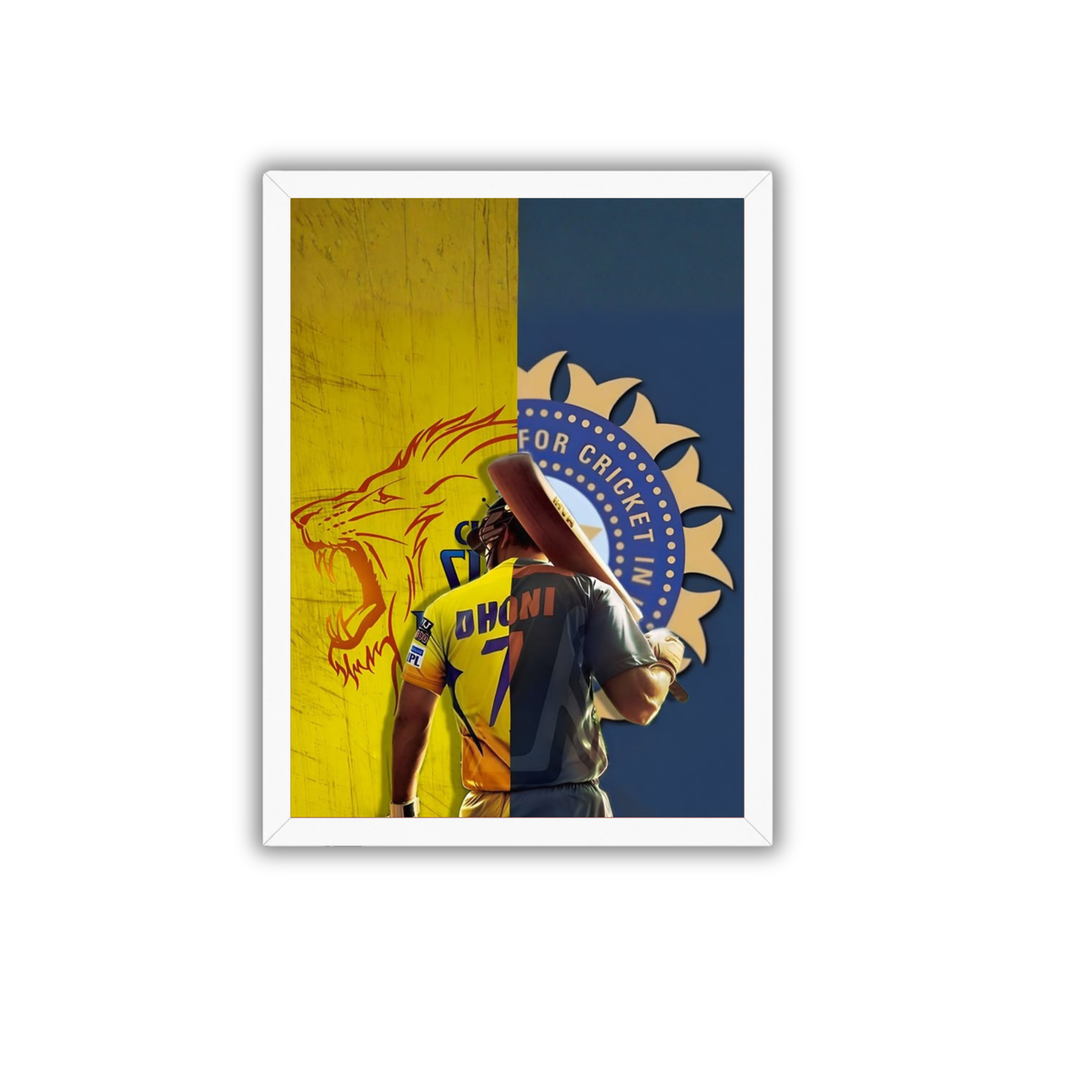 MS Dhoni Artistic Cricket Legend Wall Frame