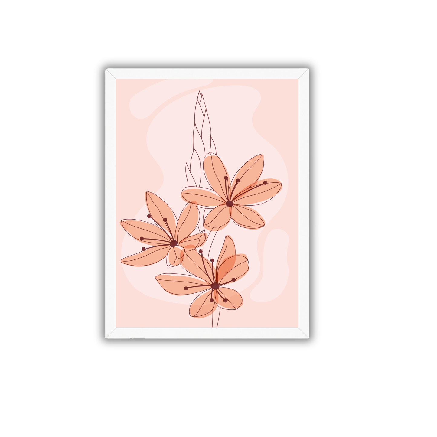 Peach Floral Boho Wall Art Print | Soft Botanical Decor