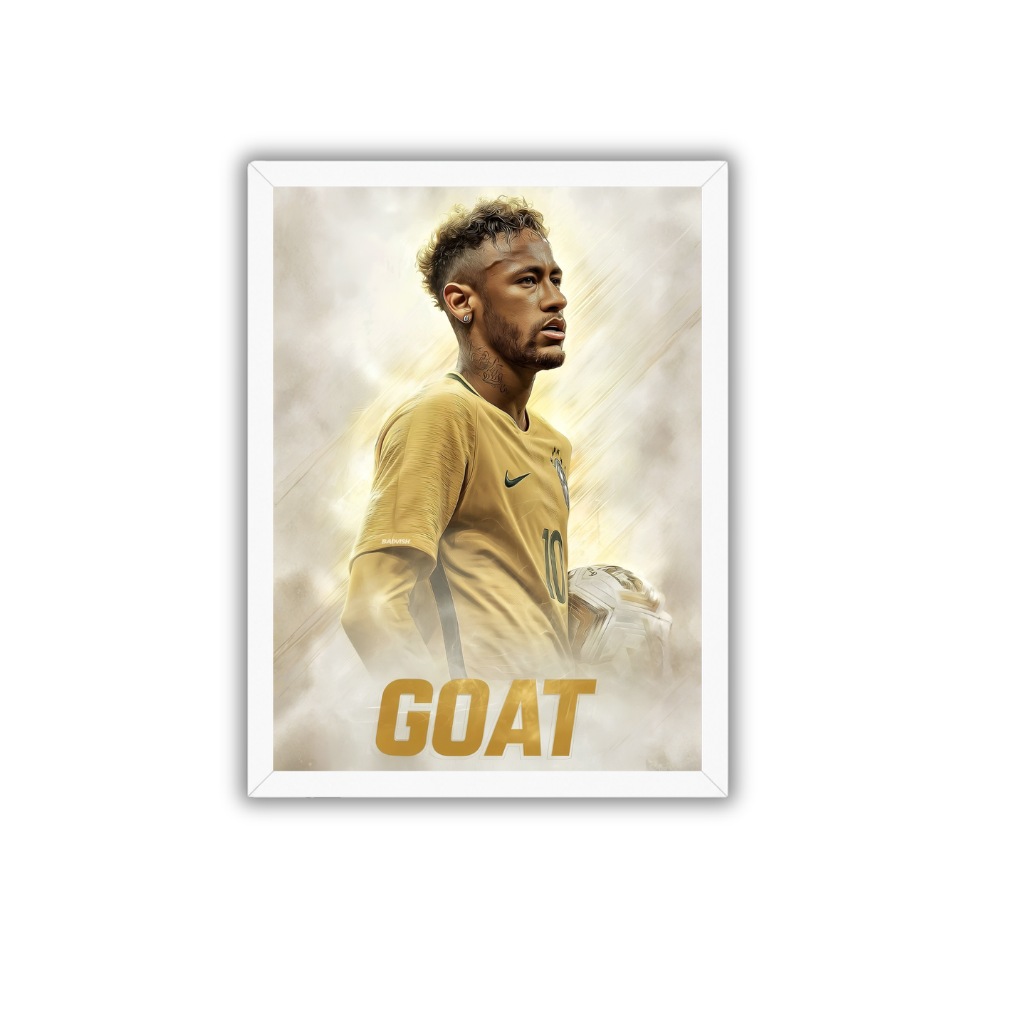 Neymar GOAT Wall Art Frame | Neymar Jr Motivational Football Poster | Premium Soccer Room Decor