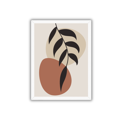 Black Botanical Boho Leaf Wall Art Print | Minimalist Nature Decor