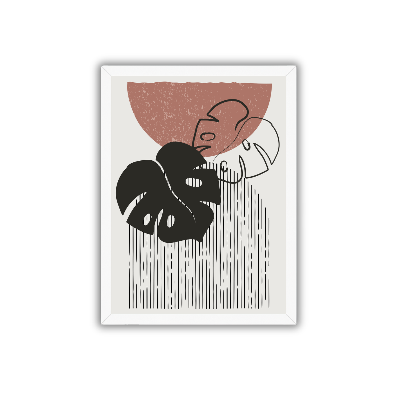 Monstera Line Art Boho Wall Decor | Abstract Botanical Print