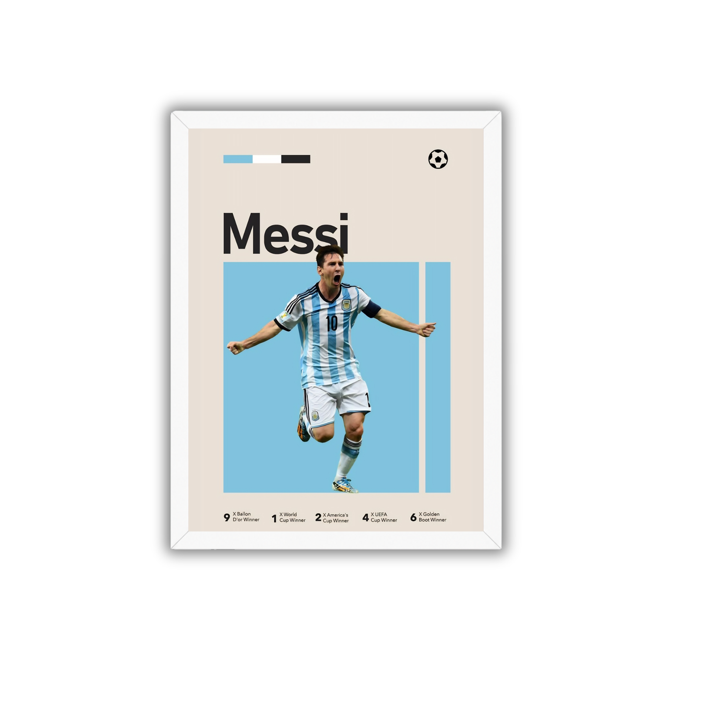 Minimal Lionel Messi Poster Frame | Modern Football Wall Art | Argentina Inspired Decor