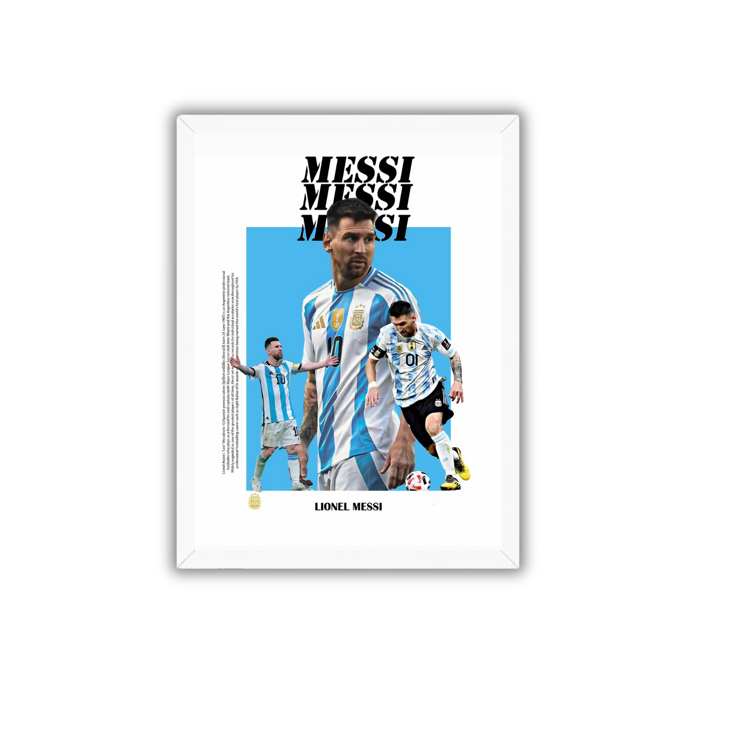 Lionel Messi Argentina Portrait Frame | Premium Football Wall Art | Modern Sports Room Decor