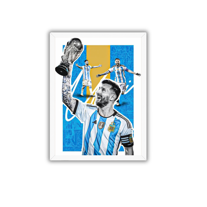 Lionel Messi Trophy Wall Art Frame | Argentina Football Poster | Premium Sports Decor