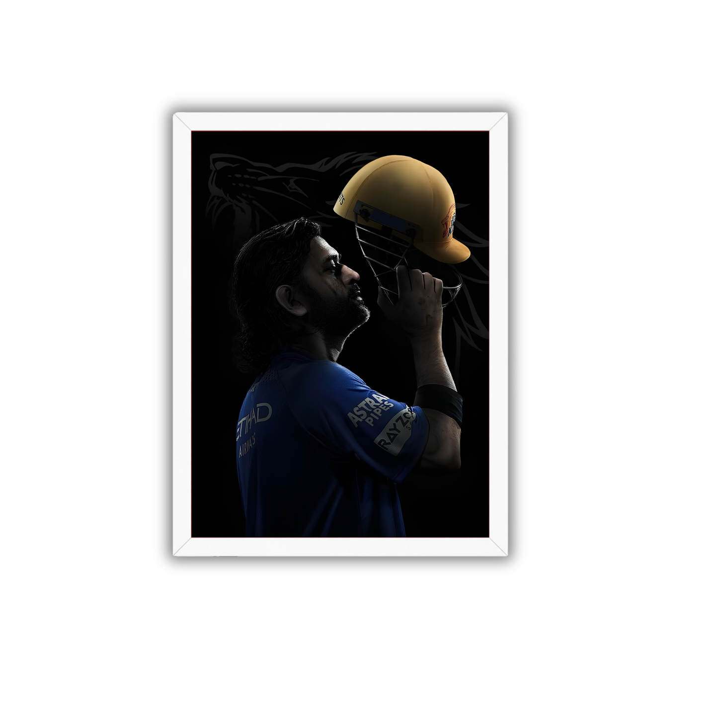 MS Dhoni Dark Silhouette Premium Cricket Wall Frame