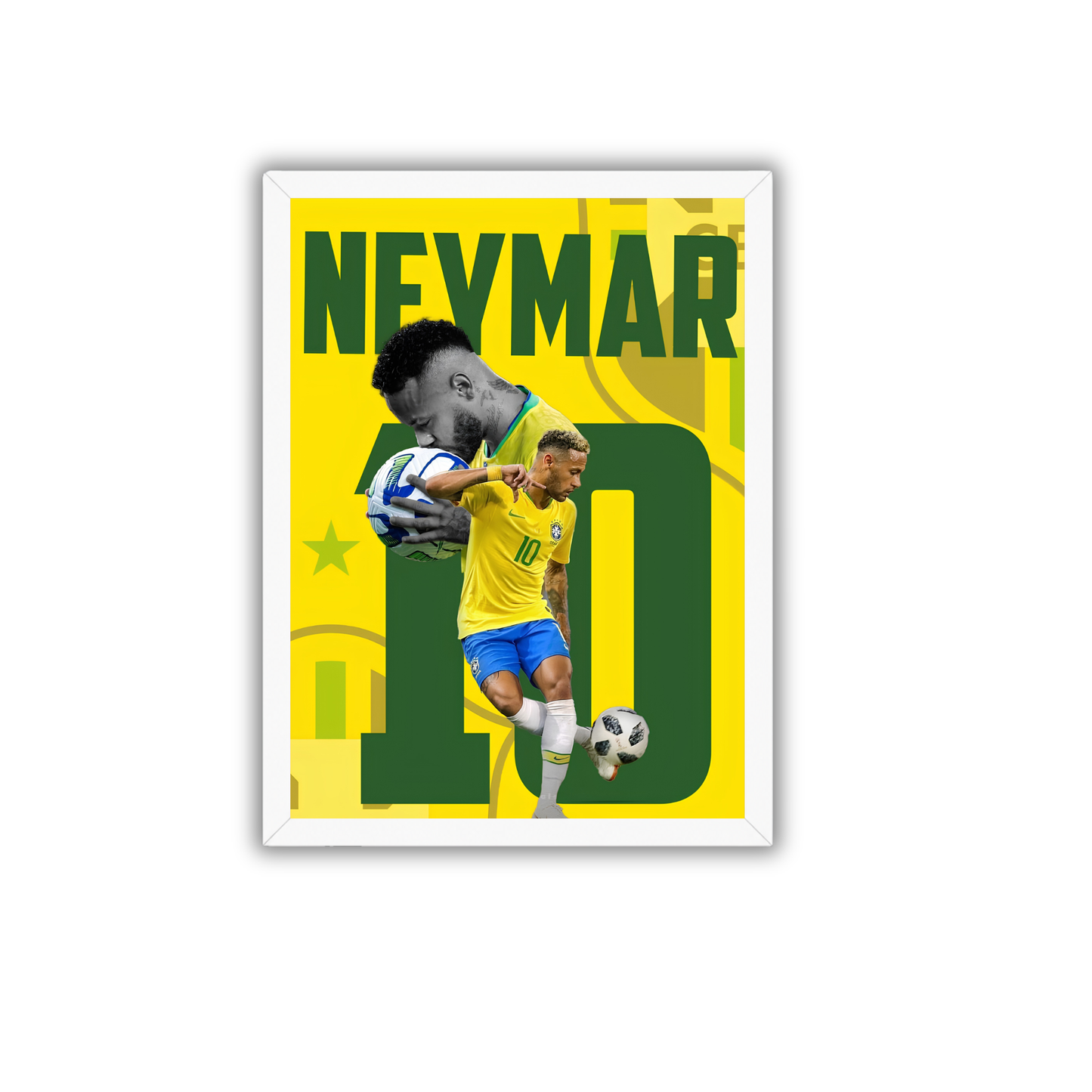 Neymar Brazil No.10 Wall Frame | Vintage Football Poster | Neymar Jr Wall Art