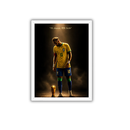 Neymar Golden Spotlight Wall Art | Premium Football Poster Frame | Neymar Jr Decor