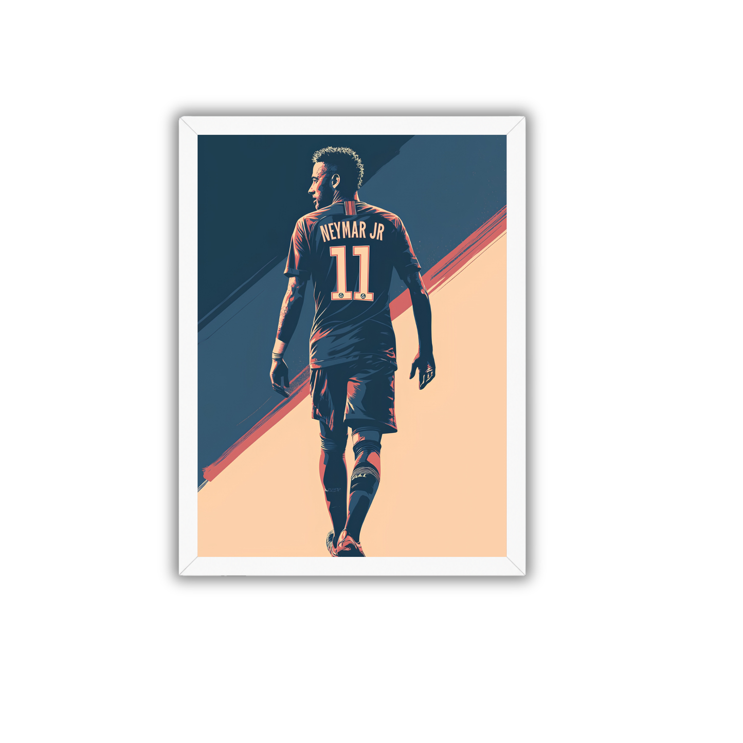 Neymar Jr No.11 Back View Wall Art Frame | Minimal Football Poster Decor