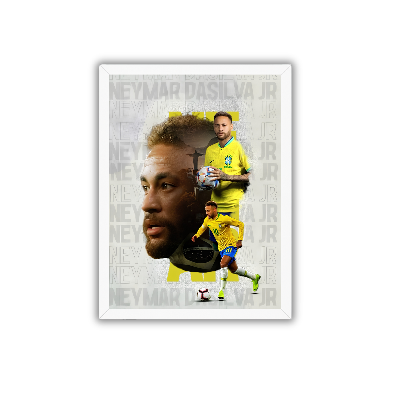 Neymar Jr Artistic Collage Wall Art | Premium Football Poster Frame