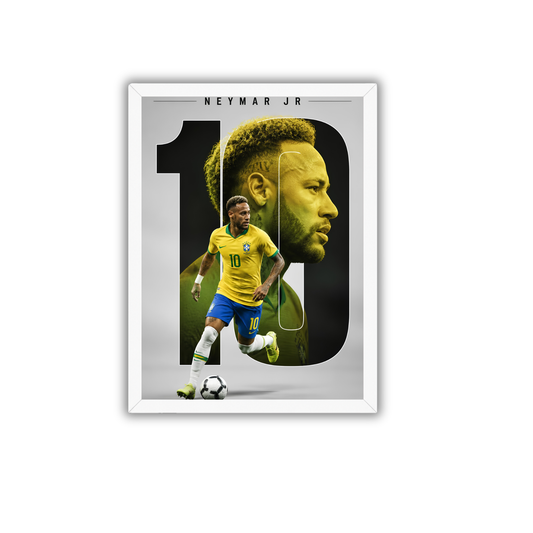 Neymar Jr Number 10 Typography Frame | Modern Football Wall Art