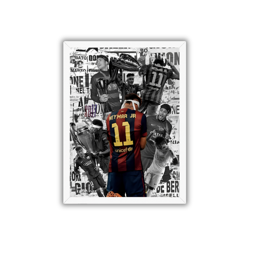 Neymar Jr Newspaper Collage Wall Art | Vintage Football Poster Frame