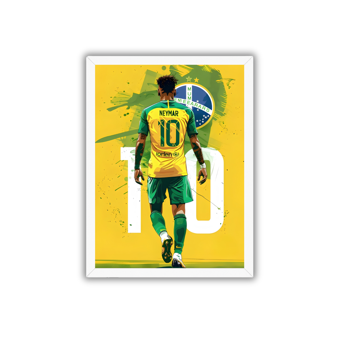 Neymar Brazil No.10 Back View Wall Art | Premium Football Poster Frame