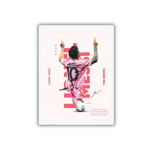 Lionel Messi Pink Aesthetic Poster Frame | Modern Football Wall Art | Premium Sports Decor