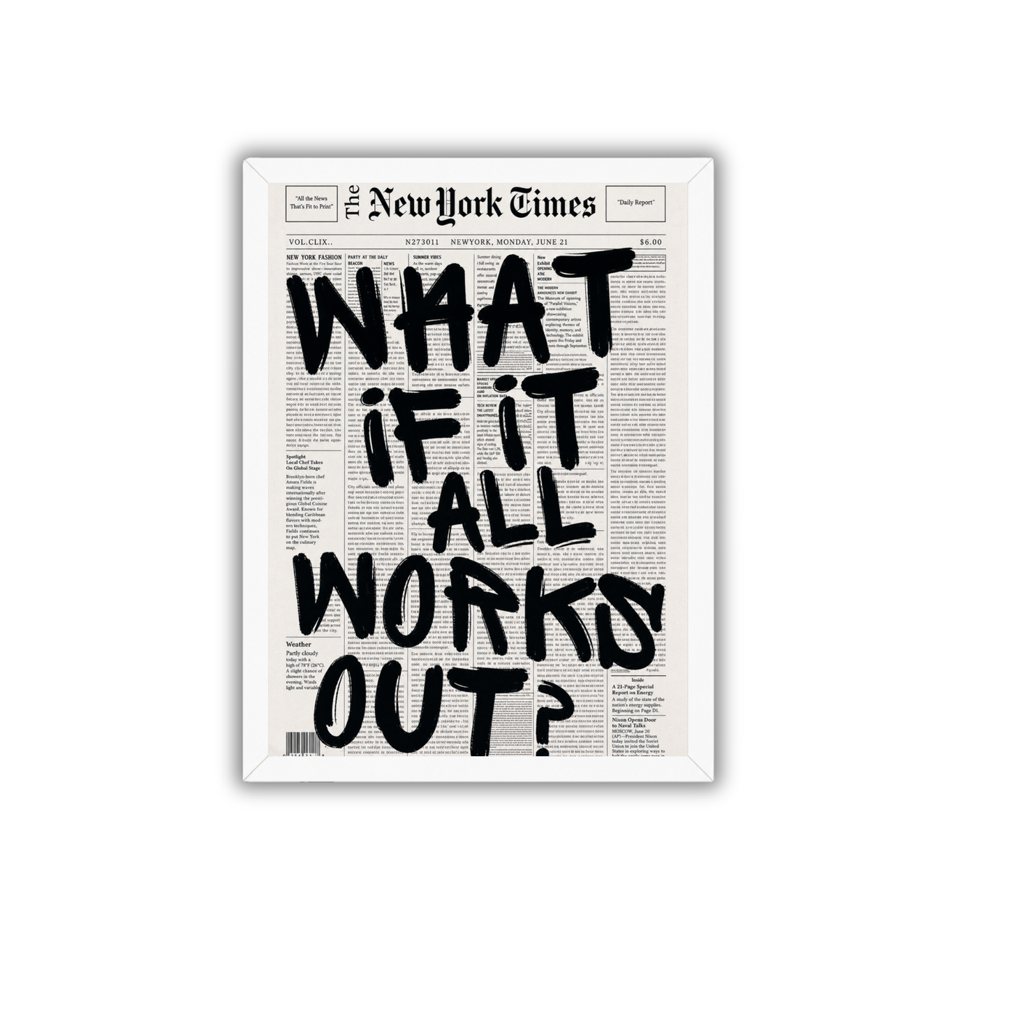 What If It All Works Out Motivational Frame | Positive Mindset Wall Art Poster
