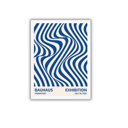 Blue Wave Optical Illusion Bauhaus Poster | Abstract Modern Wall Art