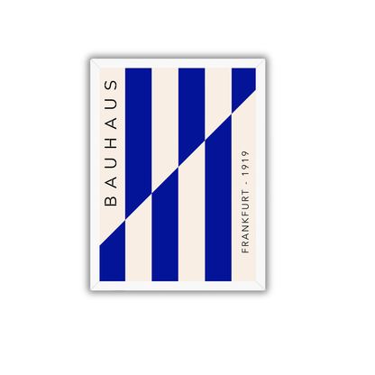 Blue Striped Bauhaus Geometric Poster | Modern Minimalist Wall Art