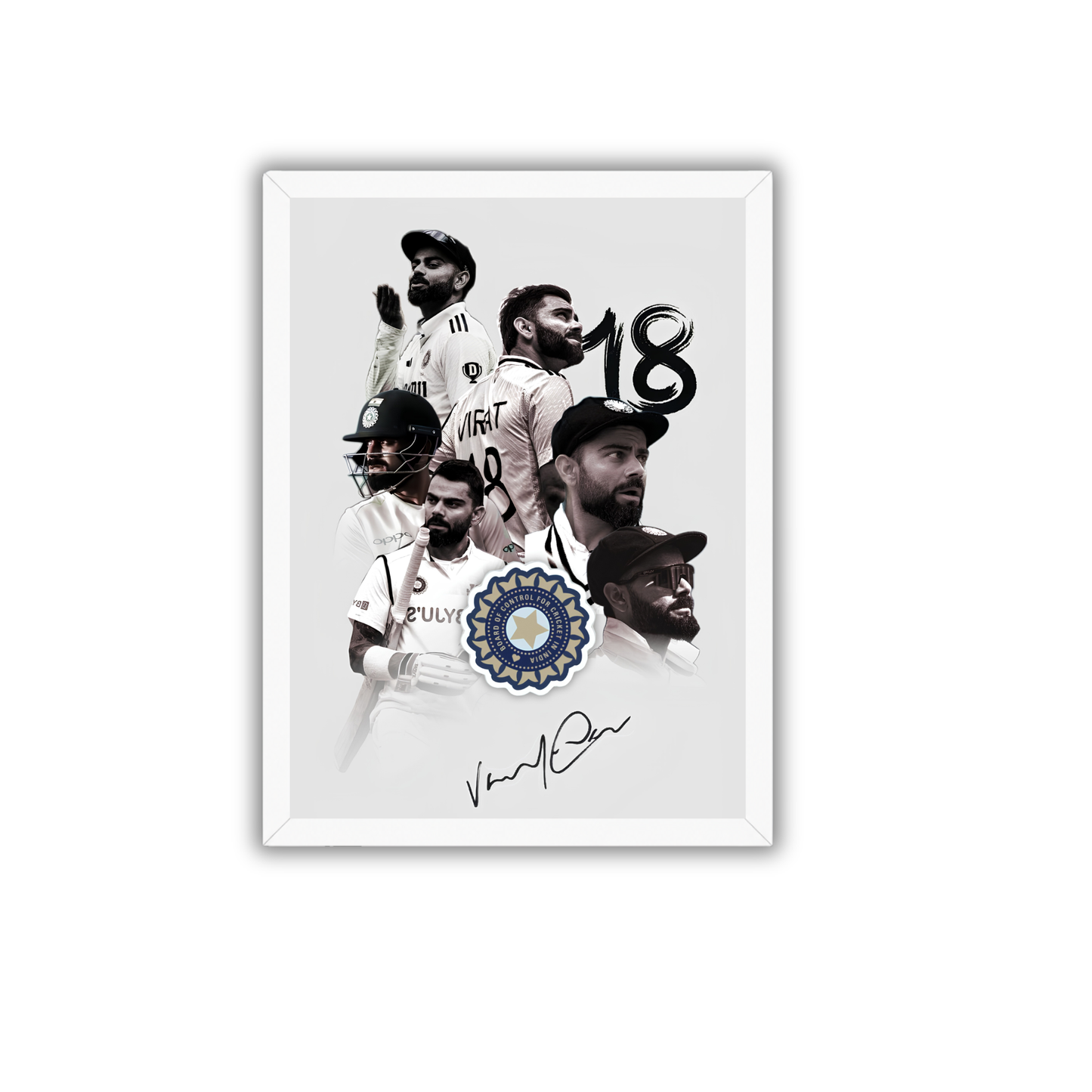 Virat Kohli 18 Signature Edition Wall Frame | Cricket Legend Poster for Home & Office