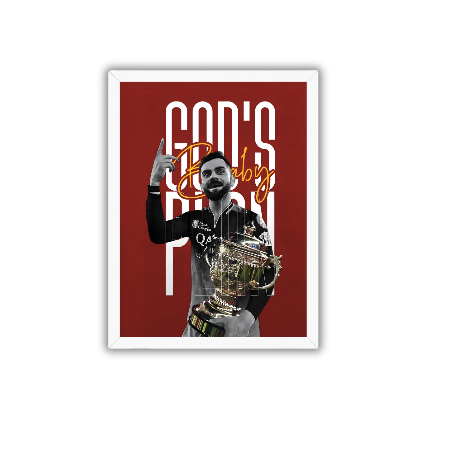God's Plan – Virat Kohli Champion Edition Wall Frame | Premium Cricket Trophy Poster