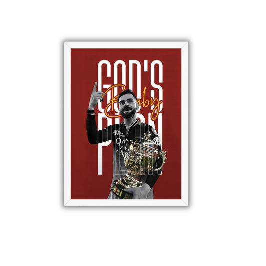 God's Plan – Virat Kohli Champion Edition Wall Frame | Premium Cricket Trophy Poster
