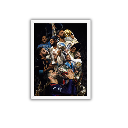 Virat Kohli Trophy Celebration Poster Frame | Premium Cricket Wall Art for Room Decor